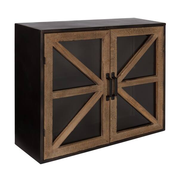 Shop Kate And Laurel Mace Wall Mounted Rustic Wood And Metal 2 Door Cabinet 24x8x20 Overstock 23051643