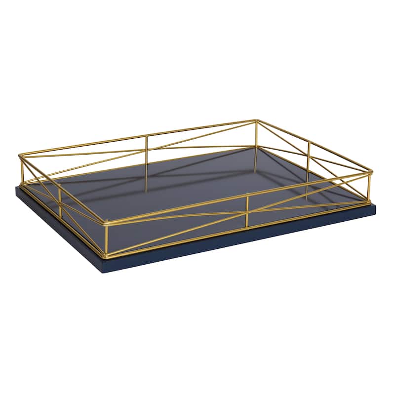Kate and Laurel Mendel Modern Decorative Tray with Metal Rim - 12x16.5
