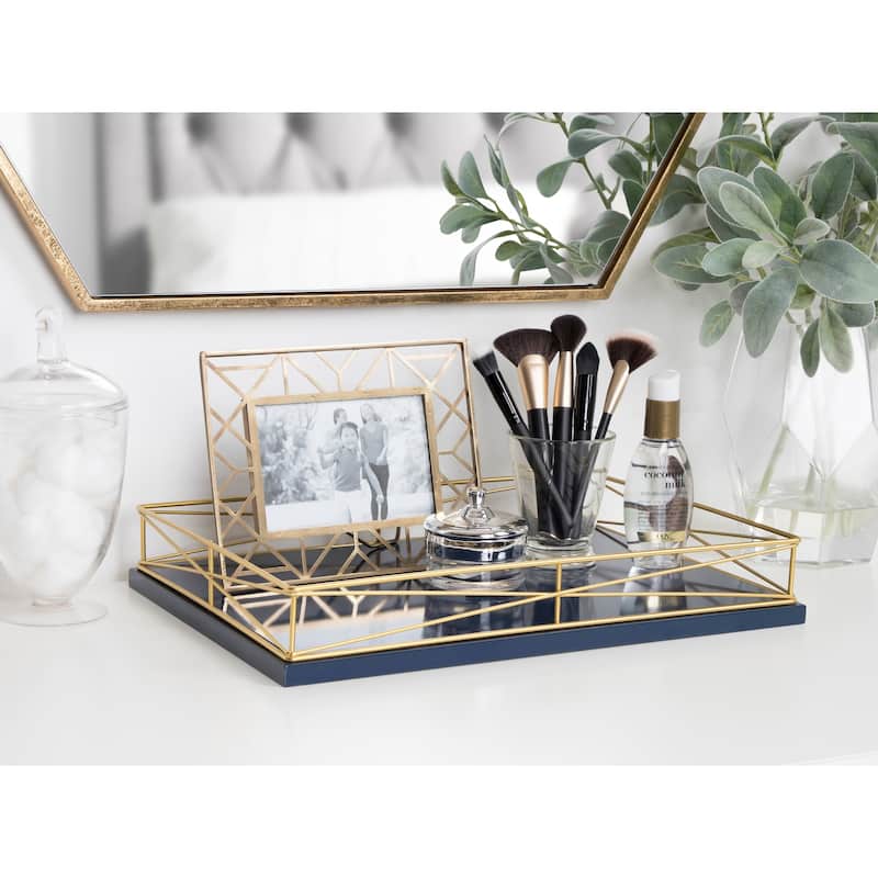 Kate and Laurel Mendel Modern Decorative Tray with Metal Rim - 12x16.5