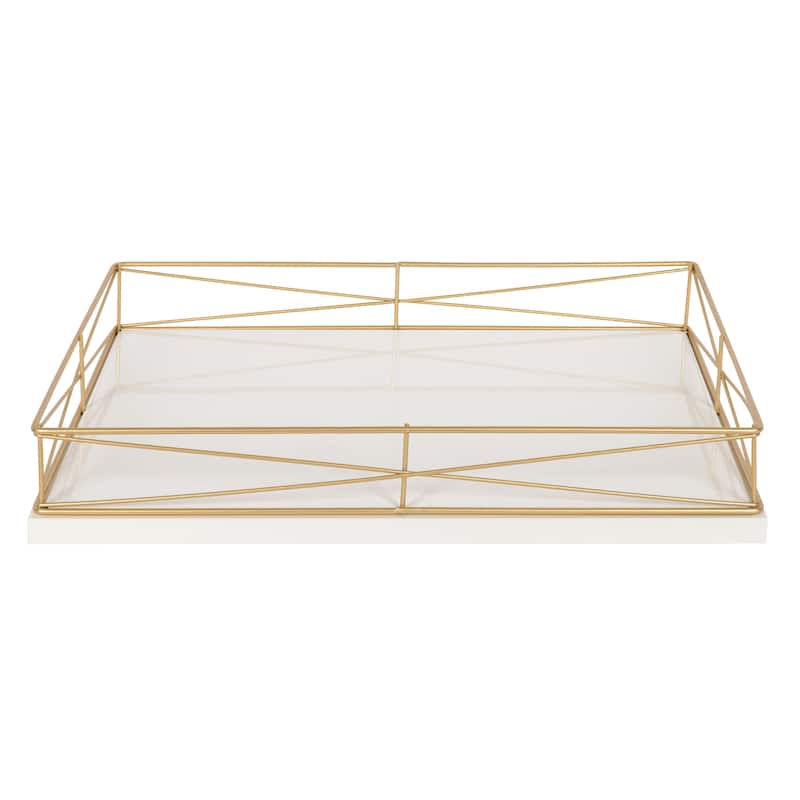 Kate and Laurel Mendel Modern Decorative Tray with Metal Rim - 12x16.5