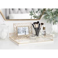 Kate and Laurel Mendel Rectangle Tray with Decorative Metal Rim - 12x16.5