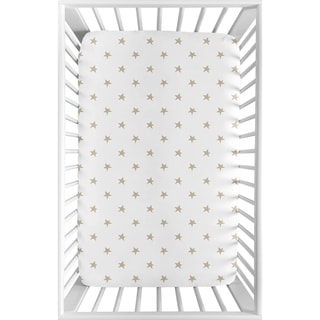 Sweet Jojo Designs Gold and White Star Celestial Collection Fitted Mini Portable Crib Sheet