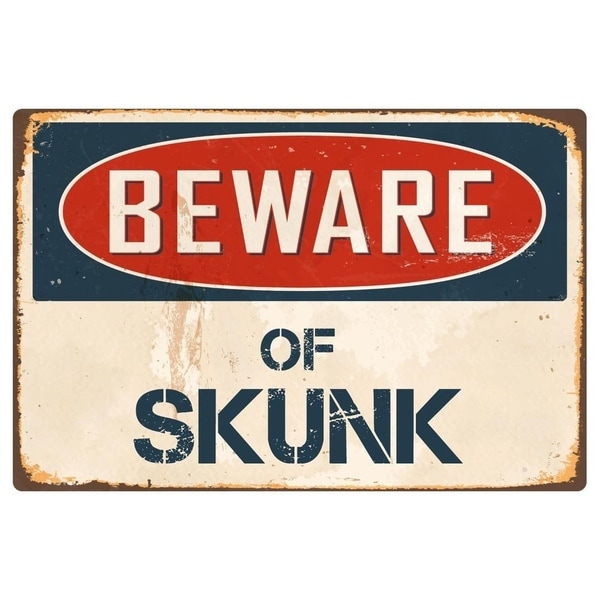 Beware Of Skunk 8" x 12" Vintage Aluminum Retro Metal Sign