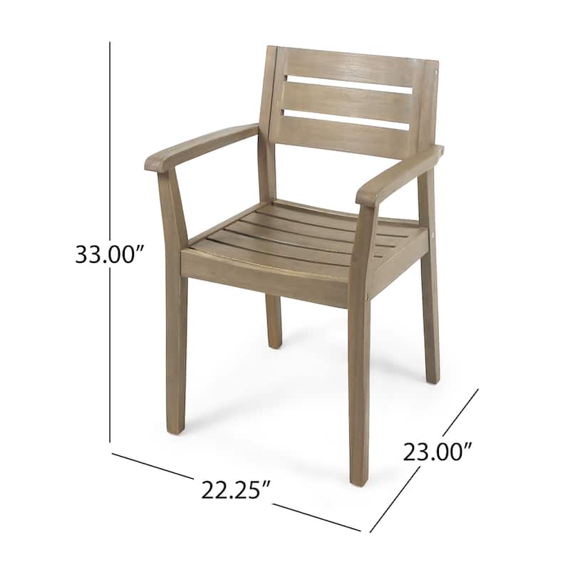 Stamford Outdoor Rustic Acacia Wood Dining Chairs with Slat Seats (Set of 2) by Christopher Knight Home