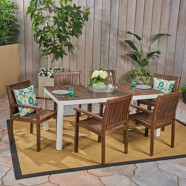 Bodum Outdoor 7-Piece Acacia Wood Dining Set by Christopher Knight Home