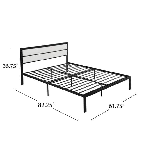 Monarda Contemporary Iron Queen Bed Frame with Upholstered Accents by ...