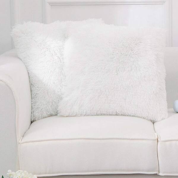 Shop Cheer Collection Set Of 2 Shaggy Long Hair Throw Pillows On
