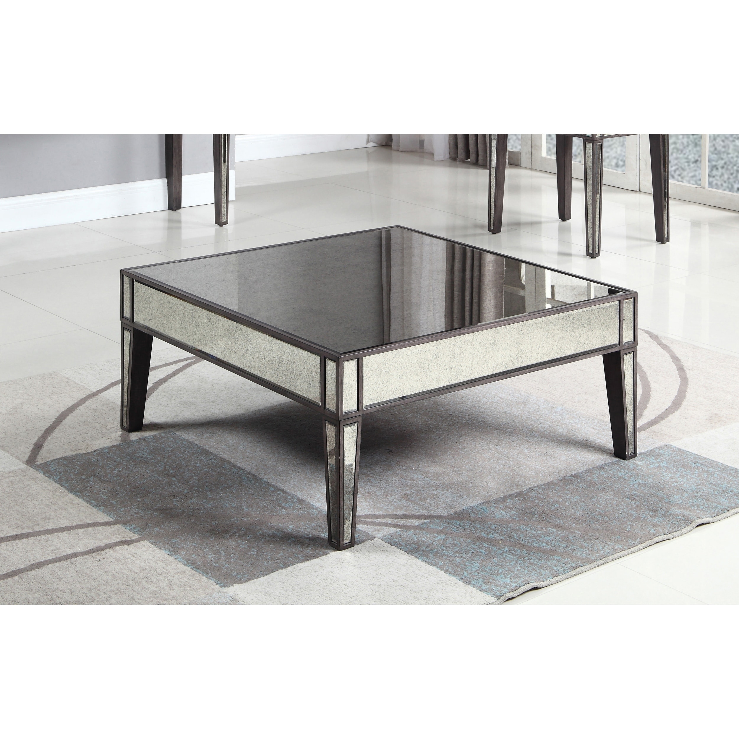 Best Master Furniture Grey Brown Wood Antique Mirror Square Coffee Table On Sale Overstock 23055979