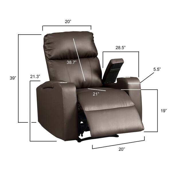 Modern Terry Upholstered Faux Leather Power Recliner Chair Bed Bath