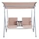 preview thumbnail 5 of 7, Outsunny 2 Person Water-Resistant Covered Patio Swing with Center Pivot Table & Underneath Storage Console, Beige