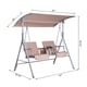 preview thumbnail 3 of 7, Outsunny 2 Person Water-Resistant Covered Patio Swing with Center Pivot Table & Underneath Storage Console, Beige