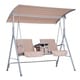 preview thumbnail 1 of 7, Outsunny 2 Person Water-Resistant Covered Patio Swing with Center Pivot Table & Underneath Storage Console, Beige