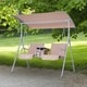 preview thumbnail 2 of 7, Outsunny 2 Person Water-Resistant Covered Patio Swing with Center Pivot Table & Underneath Storage Console, Beige