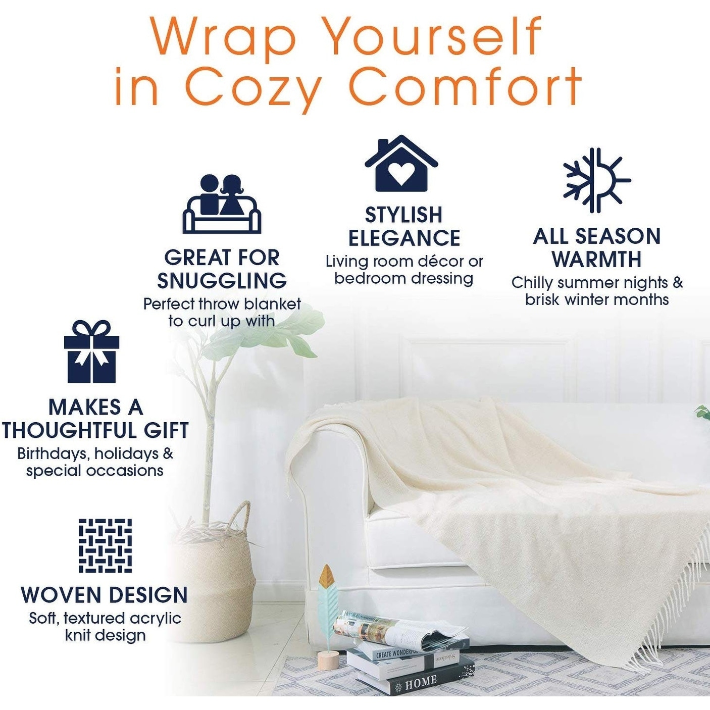 Cheer Collection Ultra Soft Knit Fringe Throw Blanket ...