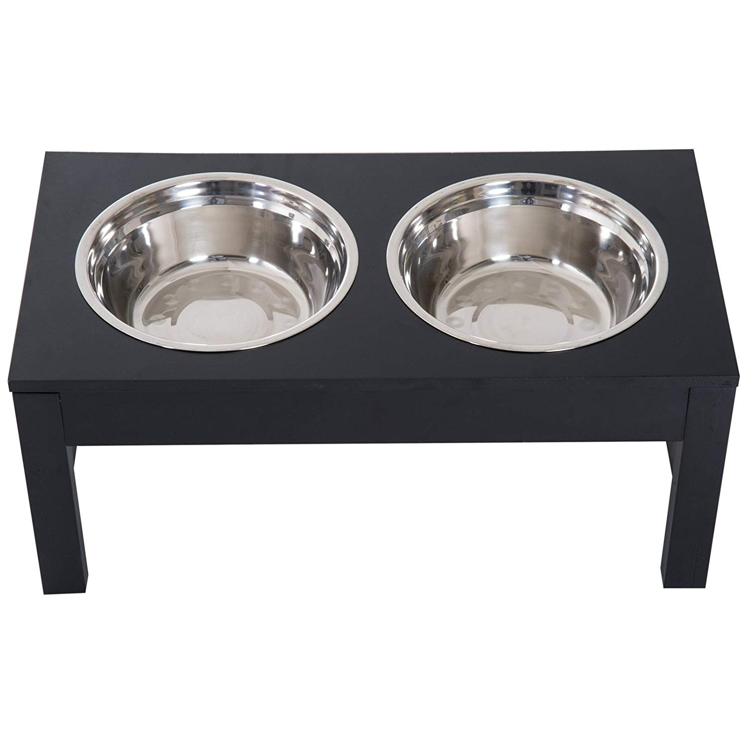 PawHut 23 Modern Decorative Dog Bone Wooden Heavy Duty Pet Food Bowl  Elevated Feeding Station - Black - On Sale - Bed Bath & Beyond - 23056319