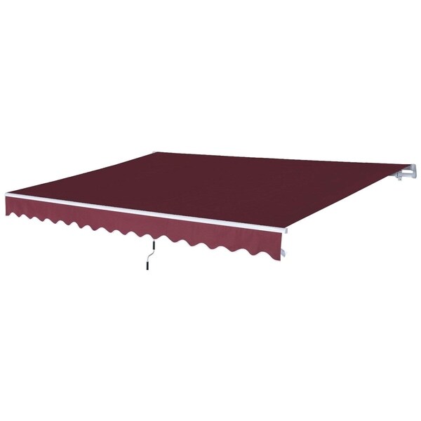 Outsunny 12' x 8.2' Outdoor Patio Manual Retractable Exterior Window Awning - Red