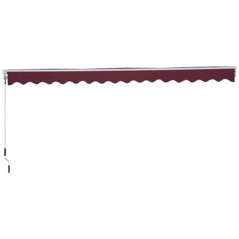Outsunny 12' x 8.2' Outdoor Patio Manual Retractable Exterior Window Awning - Red