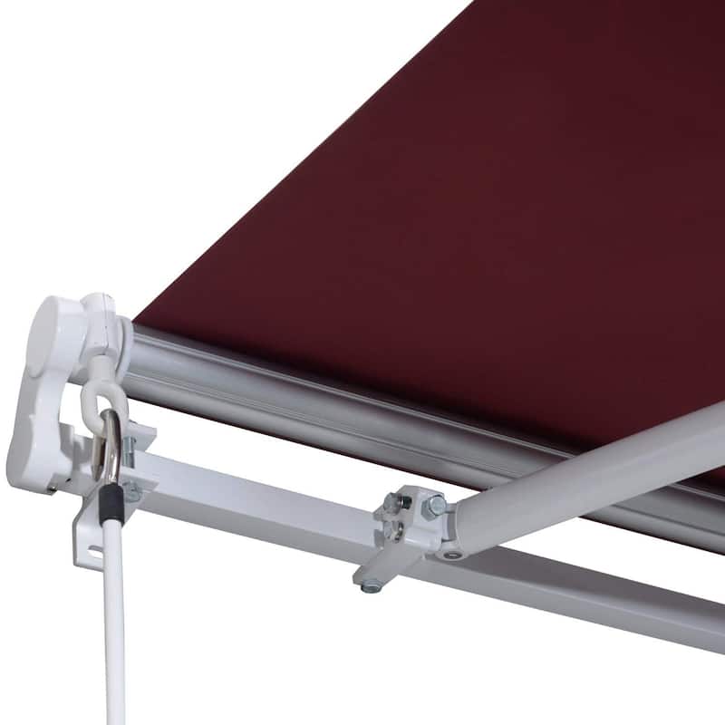Outsunny 12' x 8.2' Outdoor Patio Manual Retractable Exterior Window Awning - Red