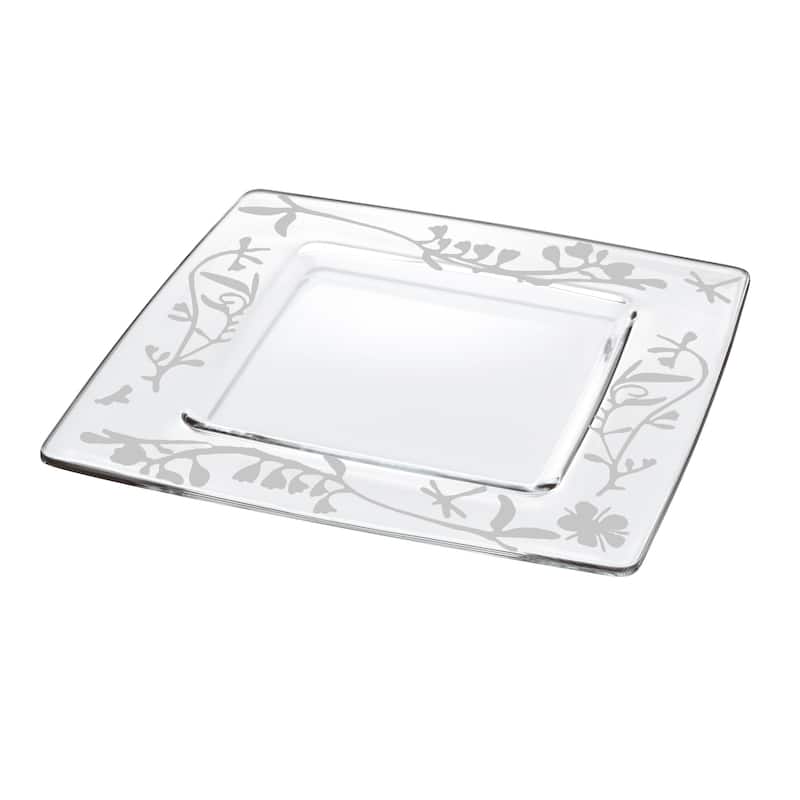 Majestic Gifts European High Quality Glass Serving Tray- Platter - White- 13" Square