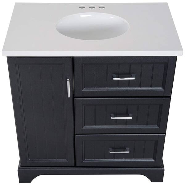 Shop Kleankin Dark Coffee Cream Wood Faux Stone Ceramic 34 Inch