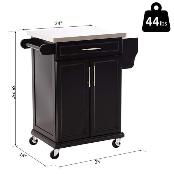 Shop Homcom Wood Stainless Steel Multi Storage Rolling Kitchen Island Utility Cart With Wheels Black On Sale Overstock 23056738