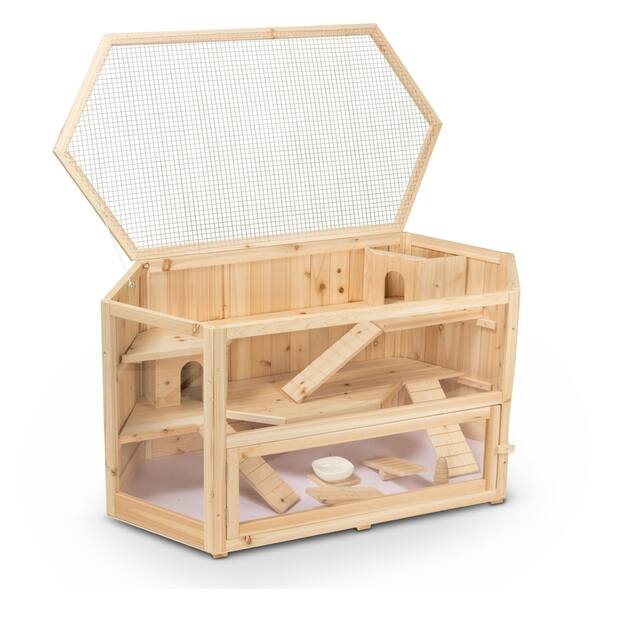 ALEKO Deluxe Fir Wood 3Tier Hamster Large Cage 44 x 24 x 23 inches