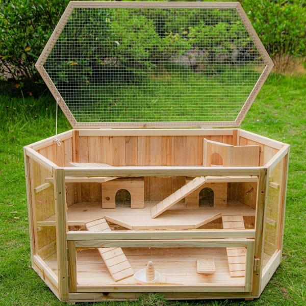pawhut fir wood hamster cage