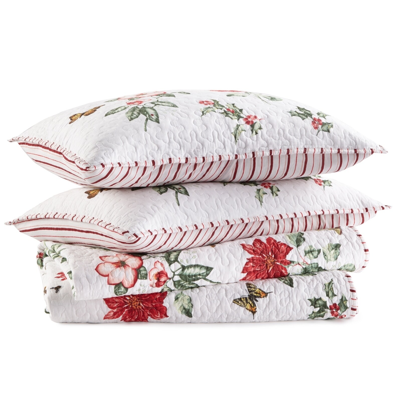 Lenox Butterfly Meadow Christmas 3pc Quilt Set