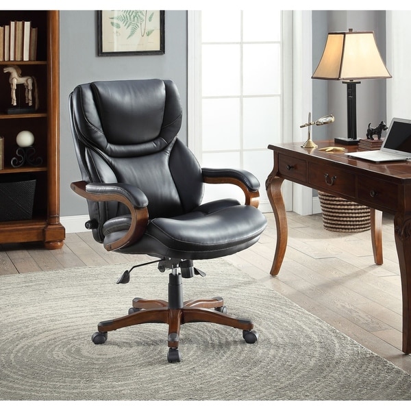 Shop Serta Executive Office Chair in Black Bonded Leather - Free