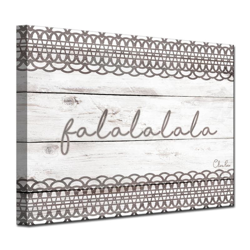 Olivia Rose 'Christmas Falala' Wrapped Canvas Shabby Chic Textual Wall Art