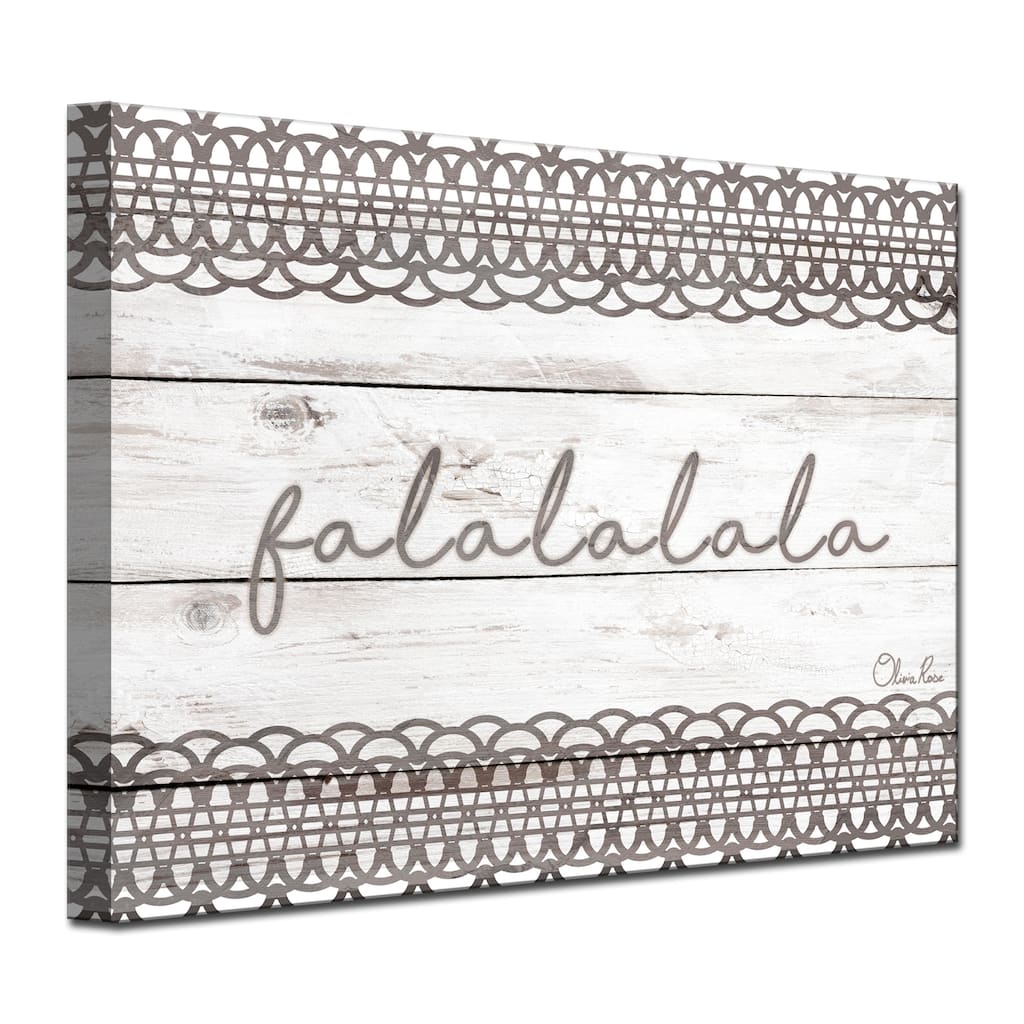 Olivia Rose 'Christmas Falala' Wrapped Canvas Shabby Chic Textual Wall Art