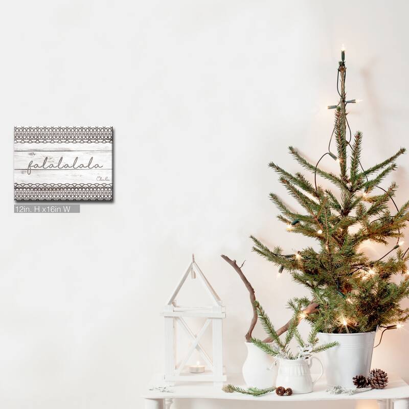 Olivia Rose 'Christmas Falala' Wrapped Canvas Shabby Chic Textual Wall Art - 16" W x 12" H