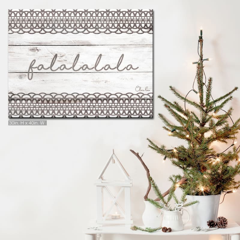 Olivia Rose 'Christmas Falala' Wrapped Canvas Shabby Chic Textual Wall Art - 40" W x 30" H