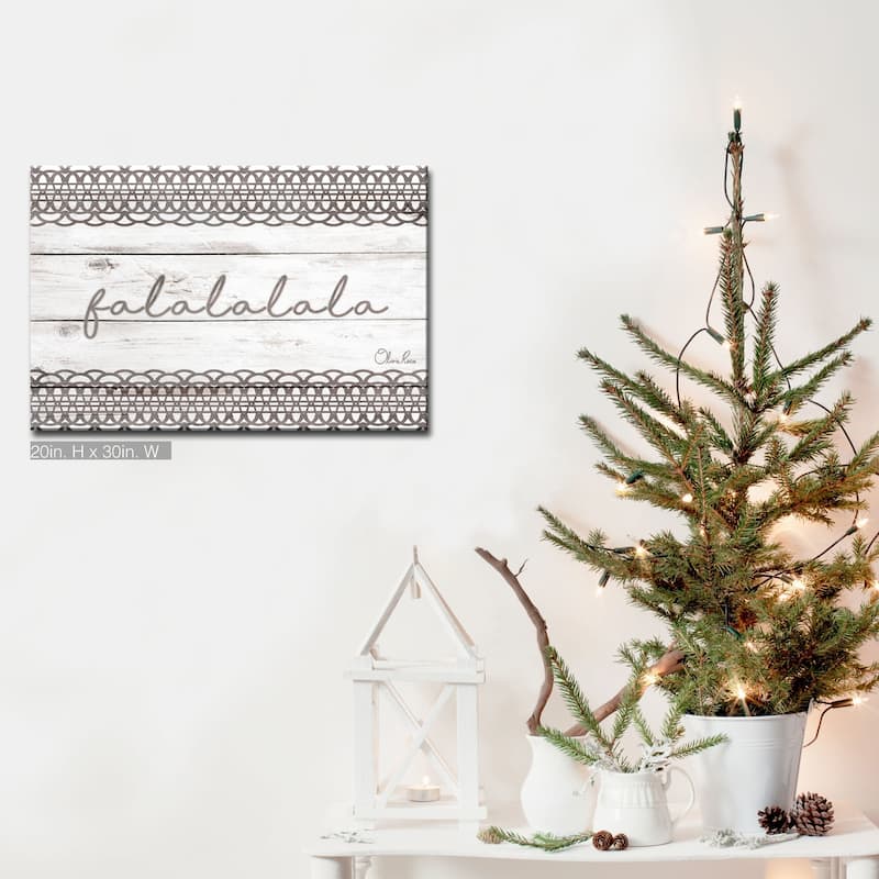 Olivia Rose 'Christmas Falala' Wrapped Canvas Shabby Chic Textual Wall Art - 30" W x 20" H