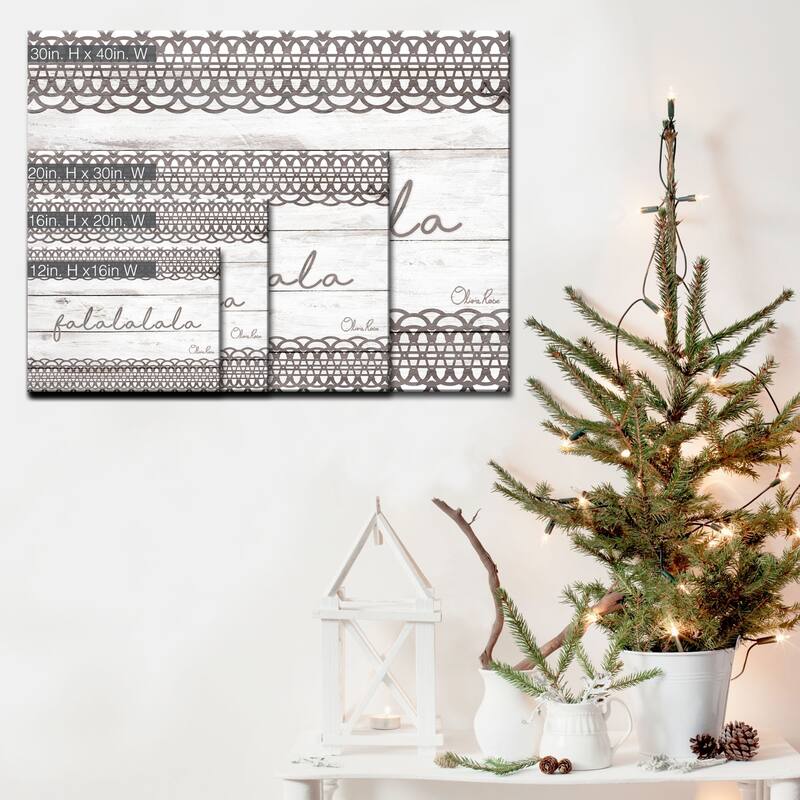 Olivia Rose 'Christmas Falala' Wrapped Canvas Shabby Chic Textual Wall Art