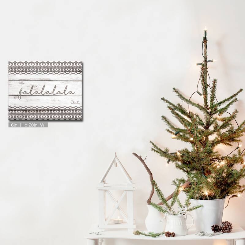 Olivia Rose 'Christmas Falala' Wrapped Canvas Shabby Chic Textual Wall Art - 20" W x 16" H