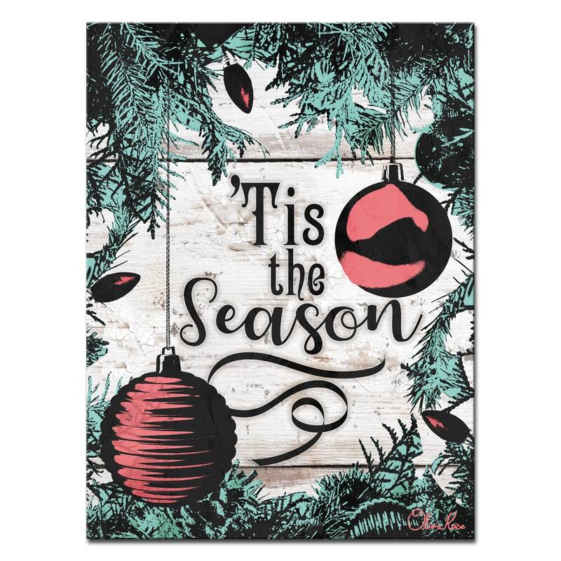 Olivia Rose 'Christmas Tis the Season' Wrapped Canvas Textual Wall Art