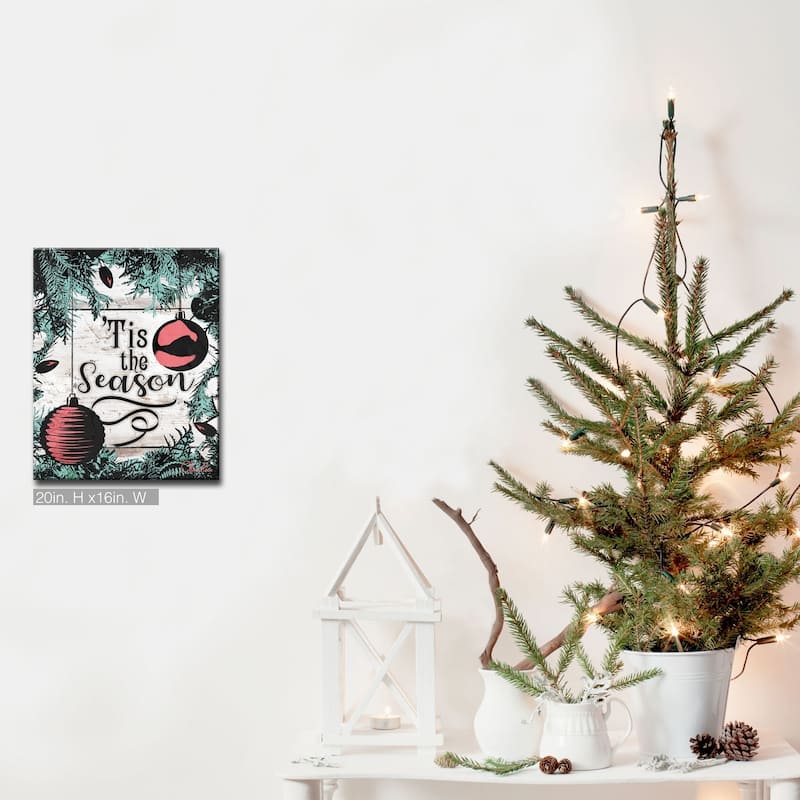 Olivia Rose 'Christmas Tis the Season' Wrapped Canvas Textual Wall Art - 16" W x 20" H