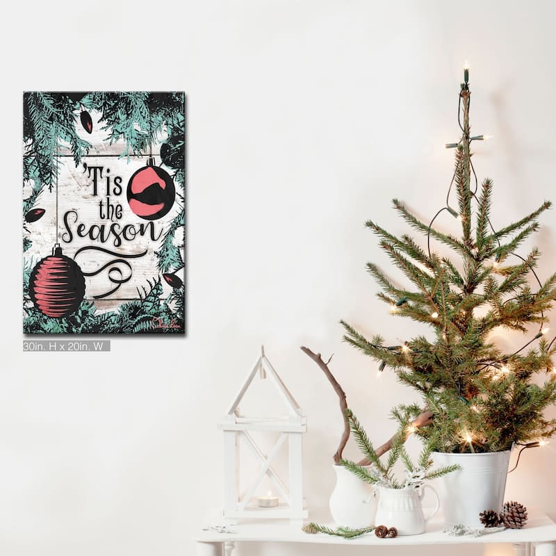 Olivia Rose 'Christmas Tis the Season' Wrapped Canvas Textual Wall Art - 20" W x 30" H