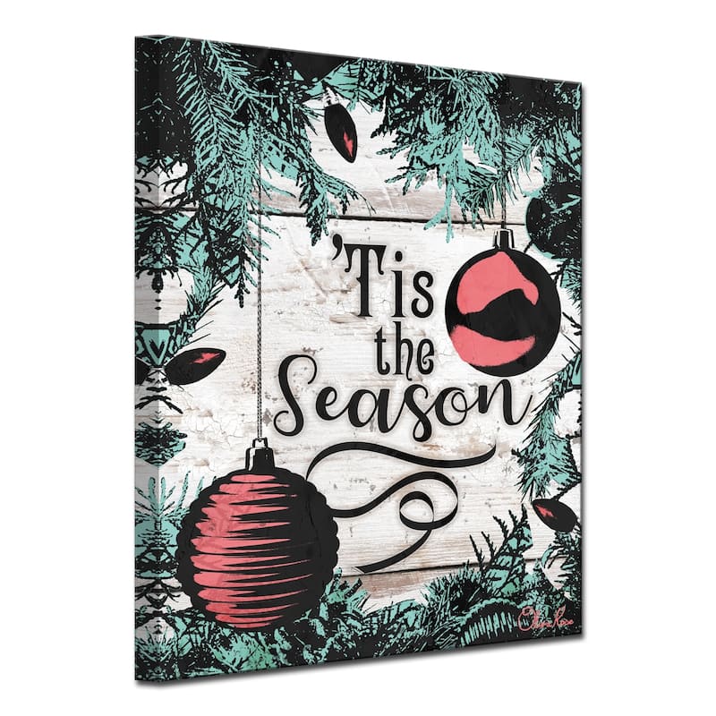 Olivia Rose 'Christmas Tis the Season' Wrapped Canvas Textual Wall Art