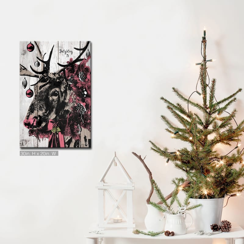 Olivia Rose 'Christmas Reindeer' Wrapped Canvas Textual Wall Art - 20" W x 30" H