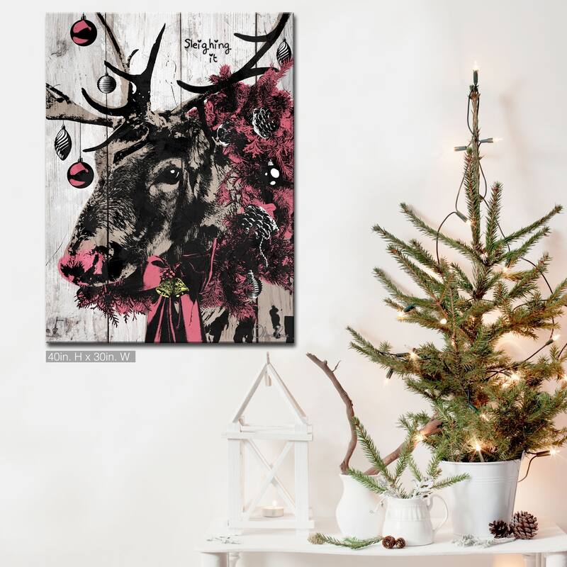 Olivia Rose 'Christmas Reindeer' Wrapped Canvas Textual Wall Art - 30" W x 40" H