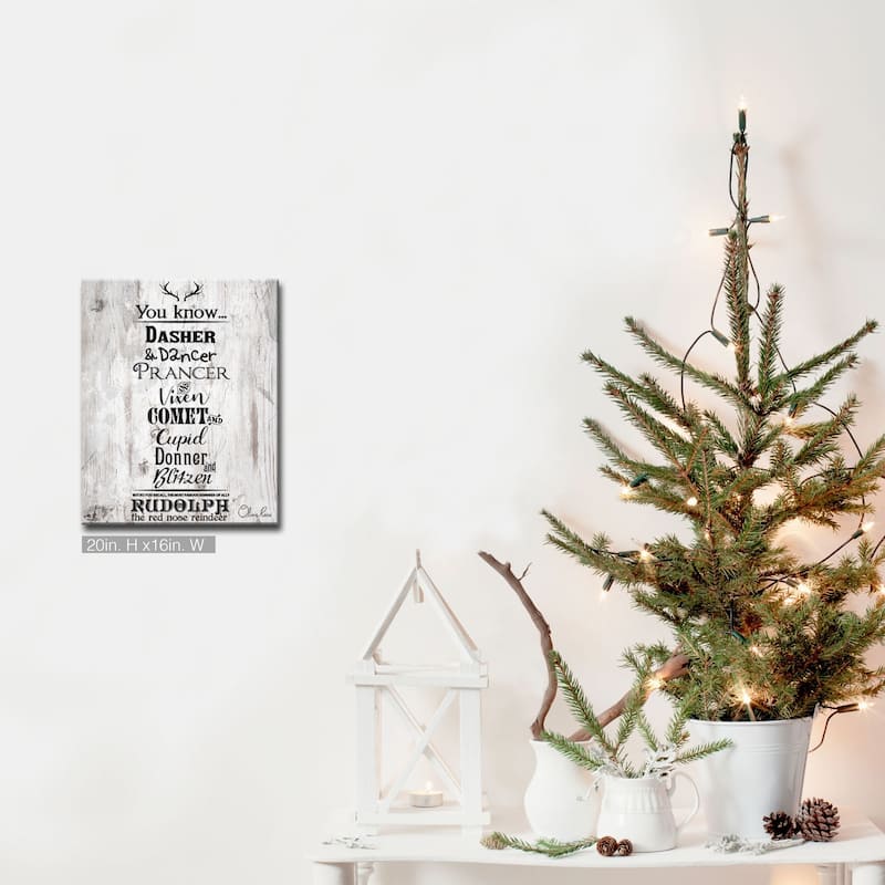 Ready2HangArt 'Christmas Reindeer List' Wrapped Canvas Textual Wall Art - 16" W x 20" H