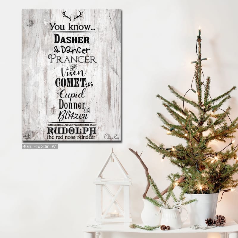 Ready2HangArt 'Christmas Reindeer List' Wrapped Canvas Textual Wall Art - 30" W x 40" H