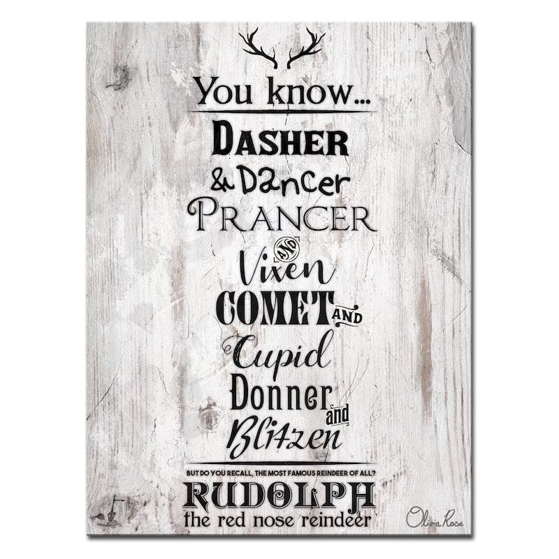 Ready2HangArt 'Christmas Reindeer List' Wrapped Canvas Textual Wall Art