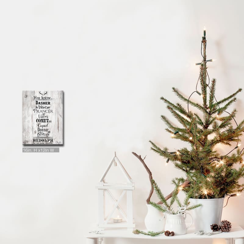 Ready2HangArt 'Christmas Reindeer List' Wrapped Canvas Textual Wall Art - 12" W x 16" H