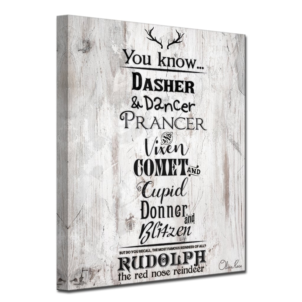 Ready2HangArt 'Christmas Reindeer List' Wrapped Canvas Textual Wall Art