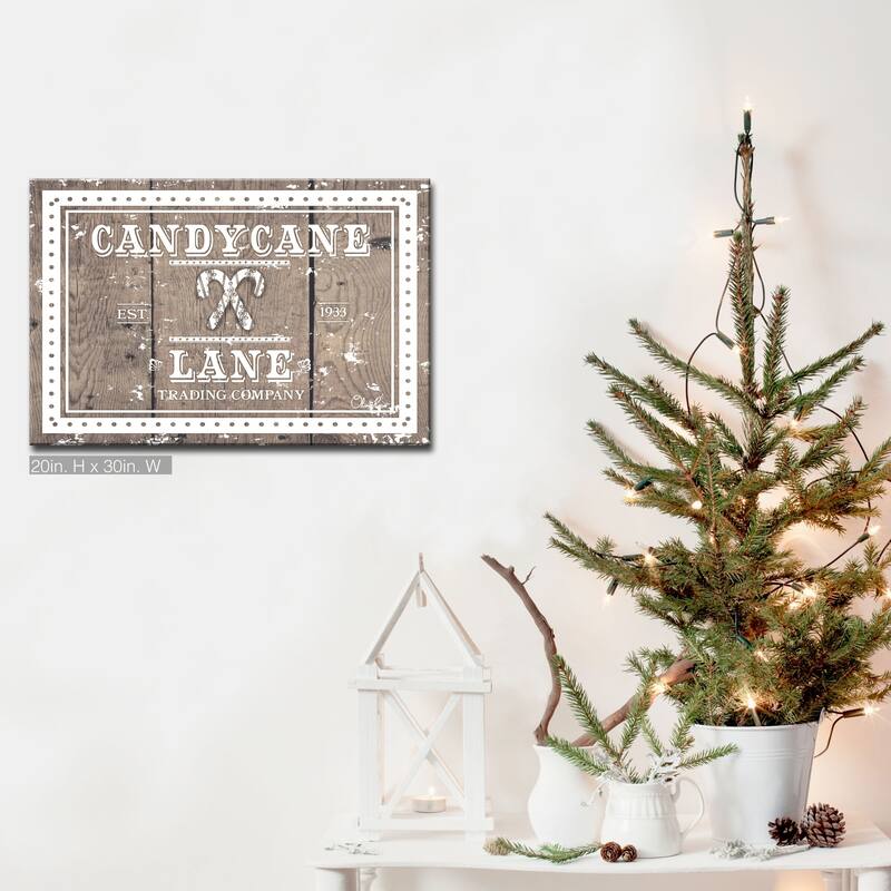 Olivia Rose 'Christmas Candycane Lane' Wrapped Canvas Textual Wall Art - 30" W x 20" H