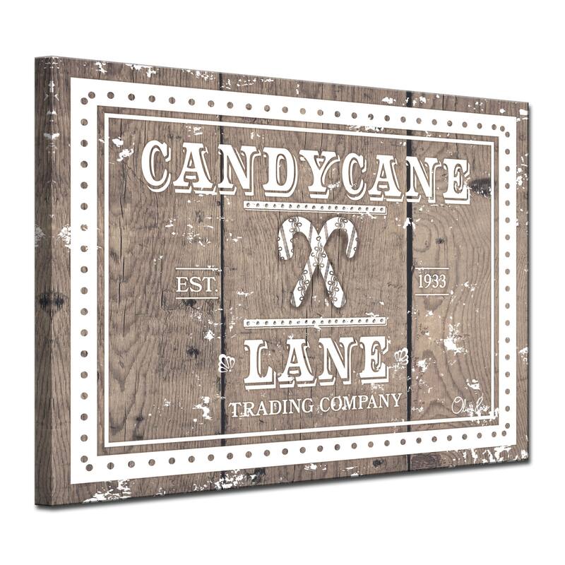 Olivia Rose 'Christmas Candycane Lane' Wrapped Canvas Textual Wall Art