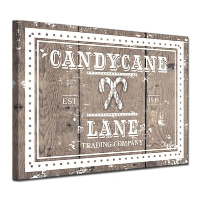 Olivia Rose 'Christmas Candycane Lane' Wrapped Canvas Textual Wall Art